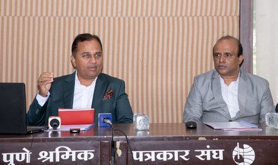 Dr. Magensh Karad and Prof. Sujit Dharmapatre During the Press Conference of MIT School of Indian Civil Services, Pune